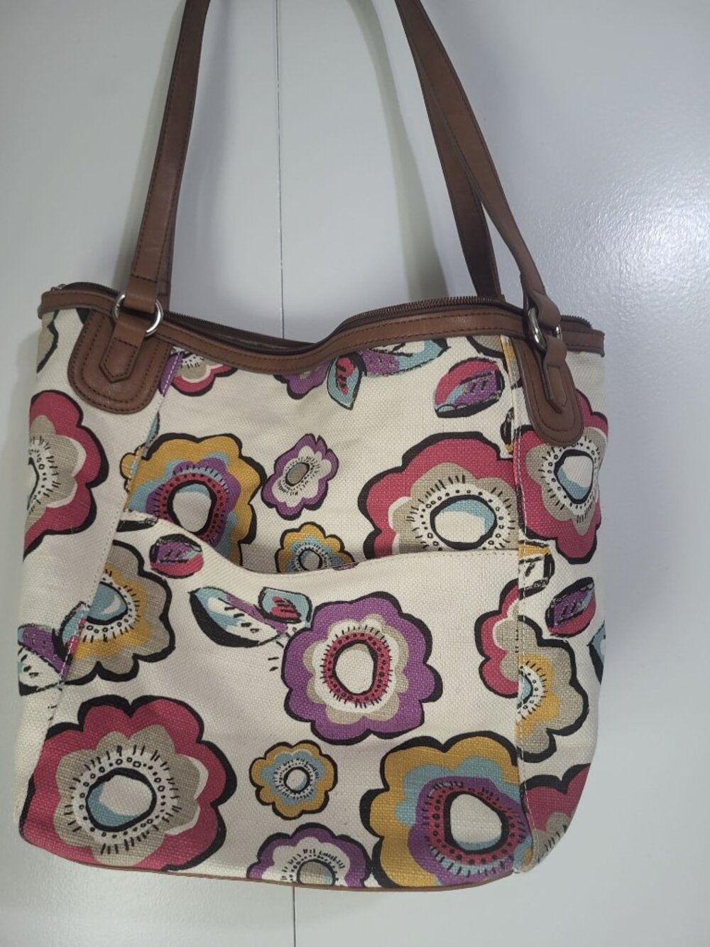 Relic by Fossil Canvas Flower Multicolor Shoulder Bag Tote Boho y2k Colorful - Picture 3 of 10
